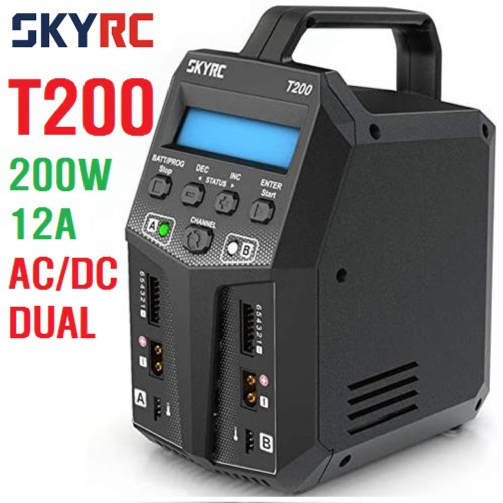 SKYRC T200 200W 12A AC/DC DUAL 디지털 충전기